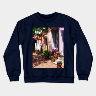 Alexandria VA - Street With Art Gallery and Tobacconist Crewneck Sweatshirt